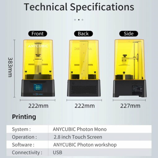 Anycubic photon mono lcd 3d printer, fast printing uv photocuring resin 3d printer with 6.08'' 2k monochrome lcd