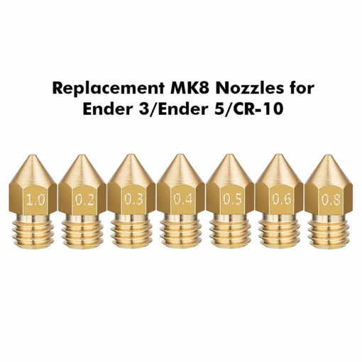 16 pieces mk8 nozzle pack 0.2mm / 0.3mm / 0.4mm / 0.5mm / 0.6mm / 0.8mm / 1.0mm for creality ender 3 / ender 5 / cr-10
