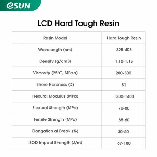 Esun hard tough resin 1kg for creality phrozen anycubic photon msla mono lcd sla 3d printer