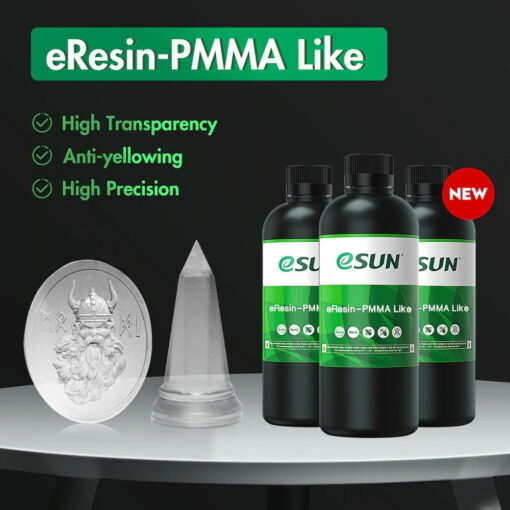Esun pmma like 3d printer resin high transparent yellowing resistant photopolymer resin lcd 3d printing 405nm uv clear