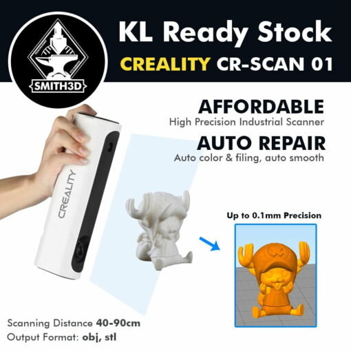 Creality cr-scan 01 handheld 3d scanner, 0.1mm accuracy, 0.3-2m scanning range, 0.2mm resolution, no marker quick scan
