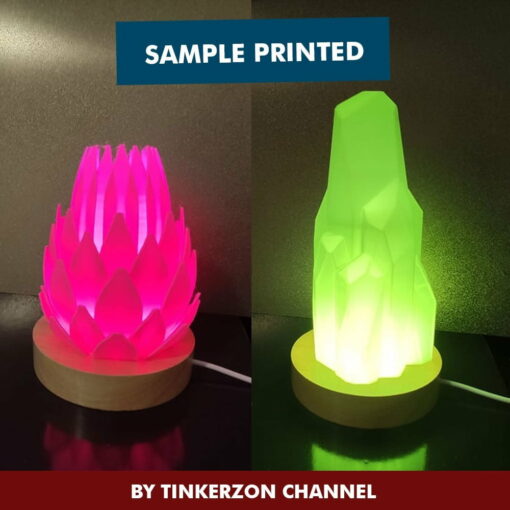 Led solid wooden base for printed 3d model and stone