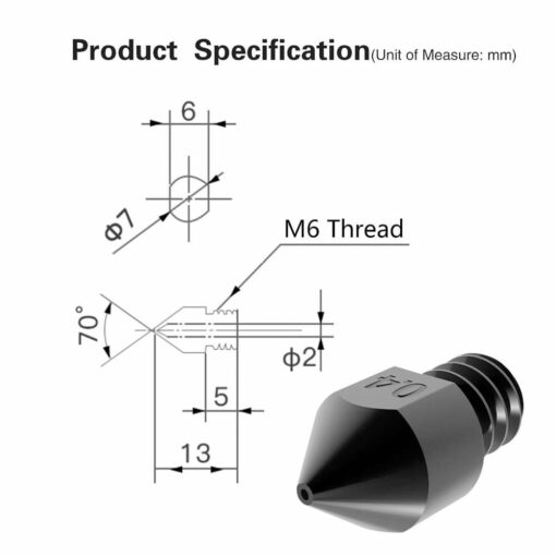 Hardened steel mk8 nozzle for 3d printer ender 3/5/6