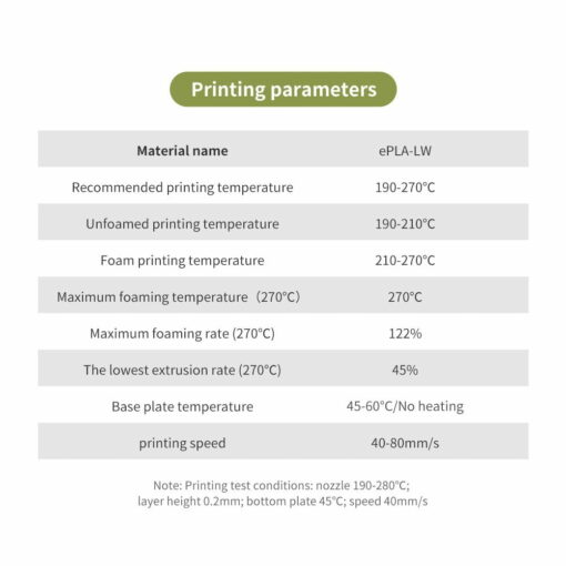 Esun pla-lw 3d printer filament 1.75mm 1kg 2.2lbs 3d printing filament light weight foam material aircraft
