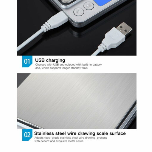 Digital electronic scale for 3d printed model usb charged stainless steel high precision 0.1g
