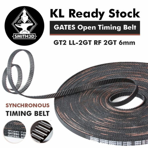 Gates powergrip® open synchronous timing belt gt2 ll-2gt rf 2gt width 6mm - rubber low dust low vibration voron