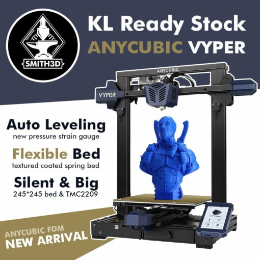 Anycubic vyper 3d printer, auto leveling upgrade fast fdm printer integrated structure design with tmc2209 32-bit silent