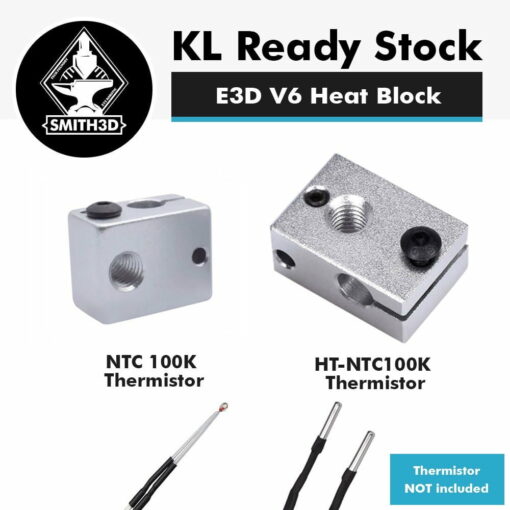 E3d v6 compatible heat block for ntc100k/ht-ntc100k thermistor