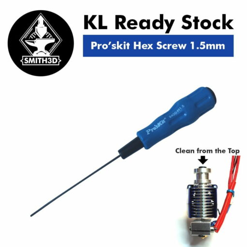 Pro'skit 1.5mm hex screwdriver for 3d printer heatbreak to nozzle clog cleaning