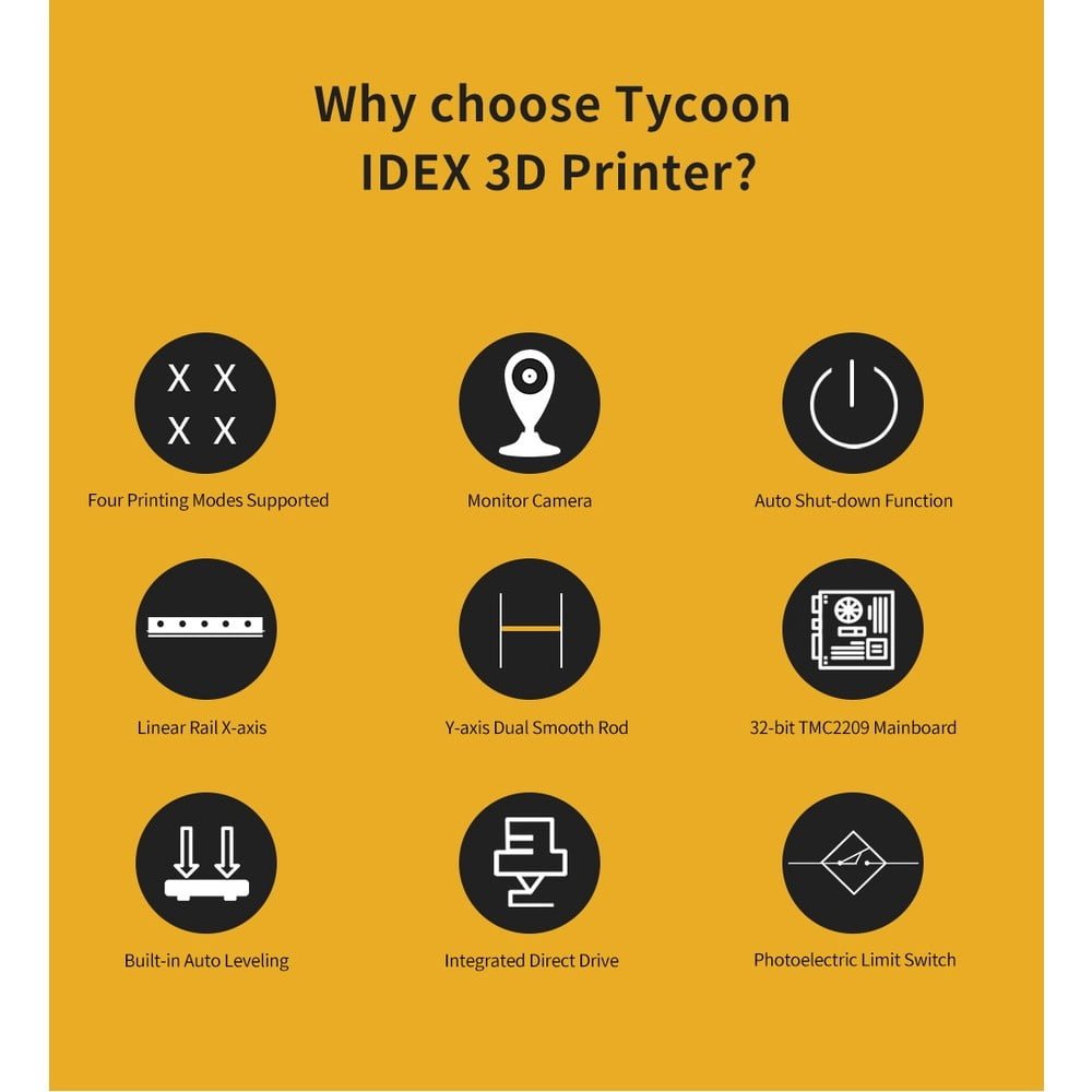 Kywoo tycoon idex 3d printer dual color mirror print 260*300*350mm 32-bit tmc 2209 direct drive