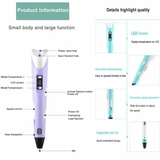 [ready stock] 3d pen - 3d pla printing doodle arts craft drawing usb pen magic maker arts for student children gift