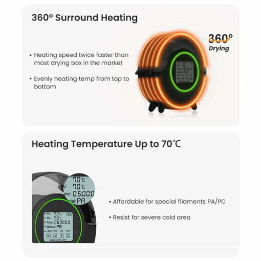 [new arrival] sunlu fila dryer s2 smart filament dry box 360° surround heating max 70 °c