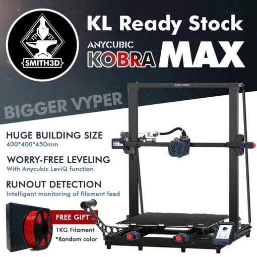 Anycubic kobra max 3d printer, smart auto leveling leviq leveling and filament run-out 400x400x450mm anycubic vyper huge