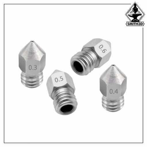 Stainless steel mk8 m6 threaded nozzle - 1.75mm filament (all sizes) for 3d printer creality ender 3 cr10 ender s1