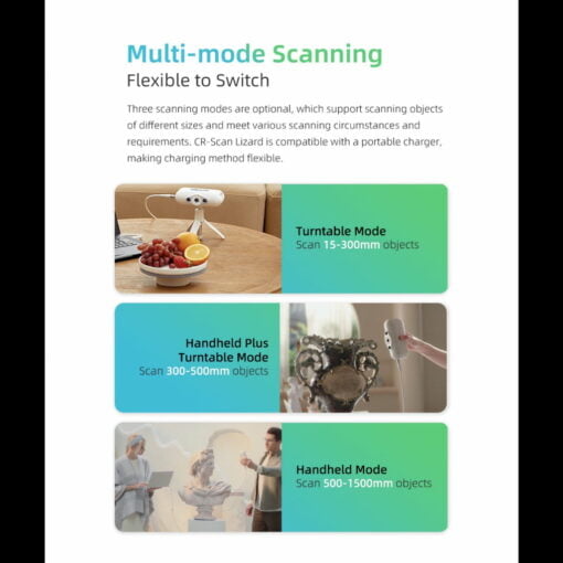 Creality cr-scan lizard 3d scanner portable handheld/auto mode 0.05mm high precision no marker quick scanning 2022 upgr