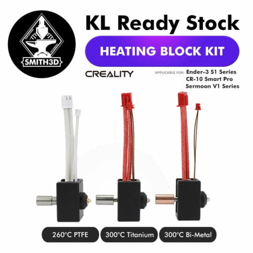 Heating block kit for creality ender 3 s1 series / cr10 smart pro / sermoon v1 heatbreak thermistor heater silicone sock
