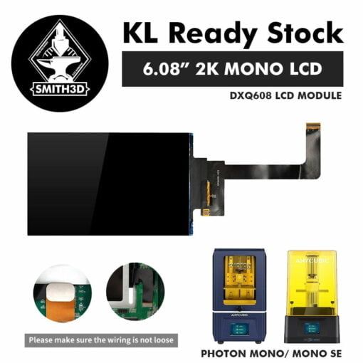 6.08 inches mono lcd screen for anycubic photon mono/mono se, 2k 1620x2560 interface type: mipi-4 lane dxq608 x04