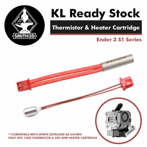 Thermistor and heater cartridge for creality ender 3 s1 / s1 pro ntc 100k 24v 50w - 2 in 1 set
