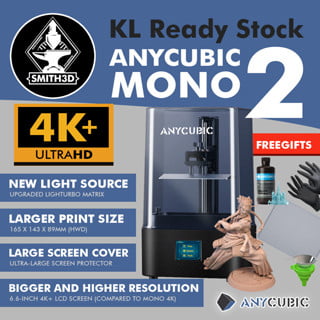 Anycubic photon mono 2 4k+ resolution anti-aliasing adjustable uv cooling lcd resin 3d printer 4k