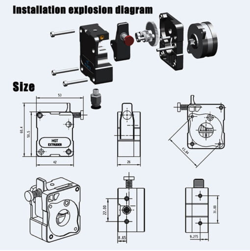 Haldis 3d hgt extruder integrated dual gear feeder (draft)