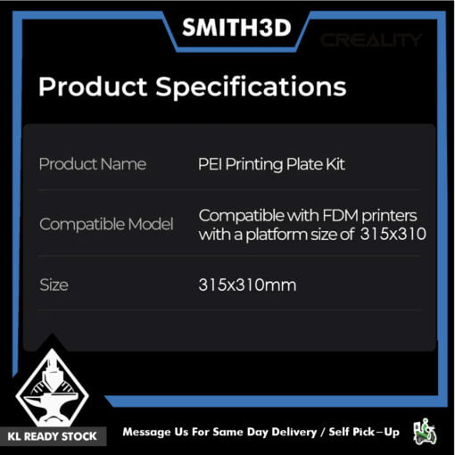 Creality k1 max(315*310mm) / smooth(235*235mm) pei build plate kit