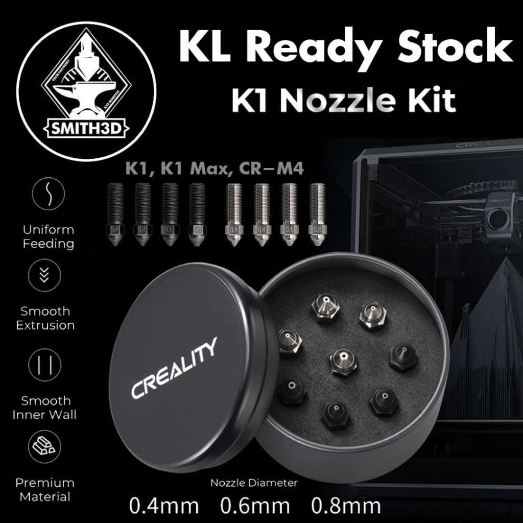 Creality K1 High Flow Nozzle Kit, 0.4mm 0.6mm 0.8mm Steel Nozzles