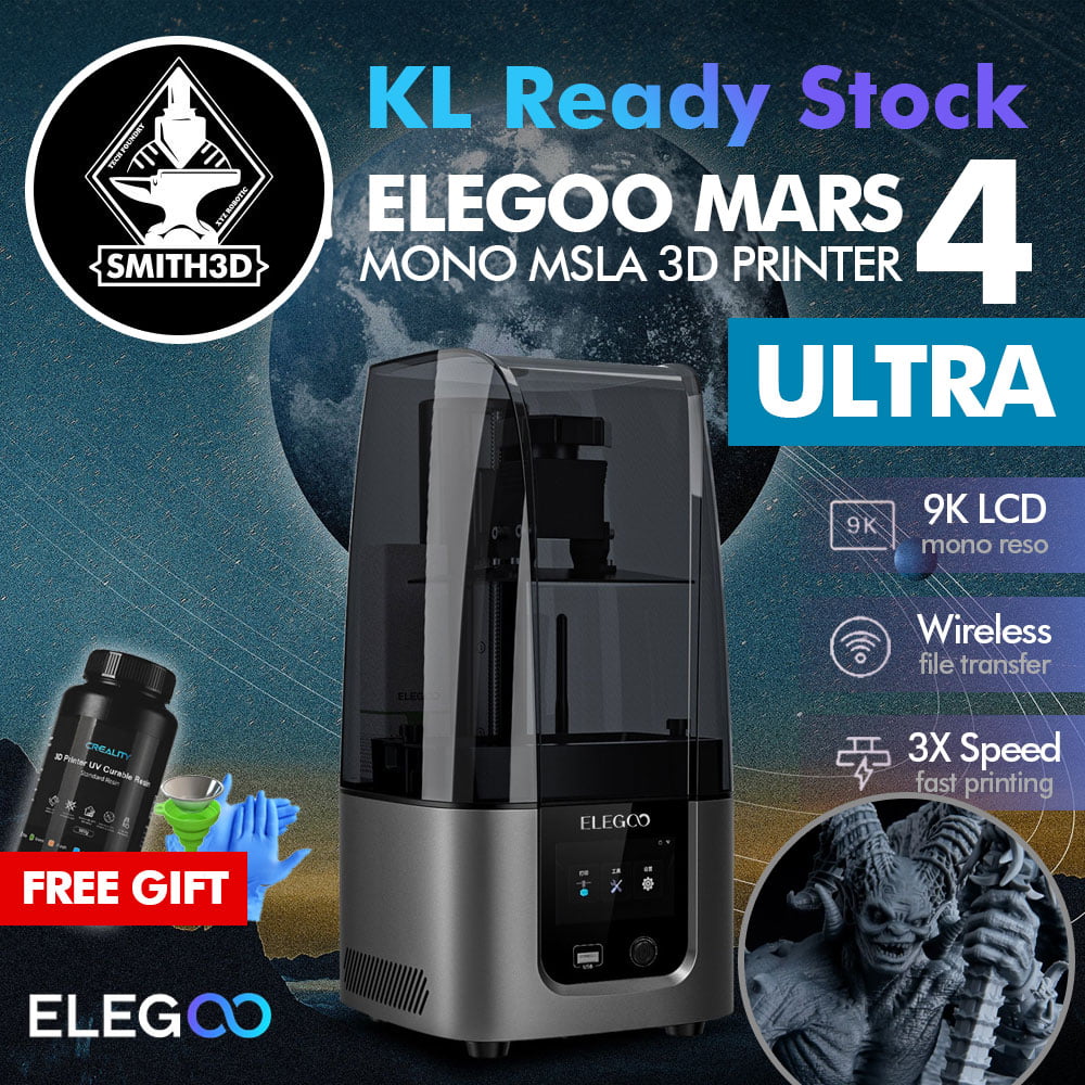 ELEGOO Mars 4 Ultra 9k 3D Printer with built-in WiFi connectivity and  4-point hassle-free leveling system - Smith3D Malaysia