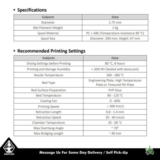 Bambu Lab PC (Polycarbonate) Filament 1kg 1.75mm - Image 4